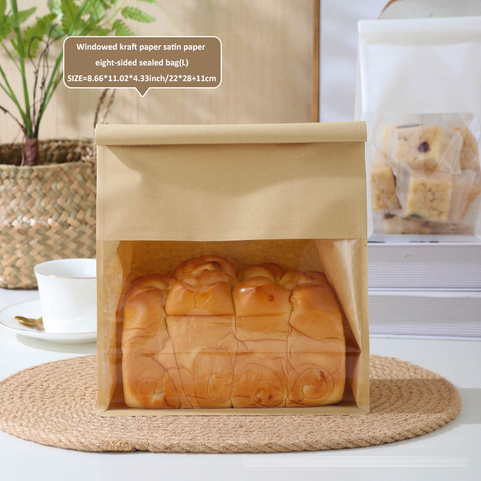 Bakery Bags with Window Kraft Paper Bags Tin Tie Tab Lock Bags Brown Window Bags, Coffee Bags, Cookie Bags, Treat Bags