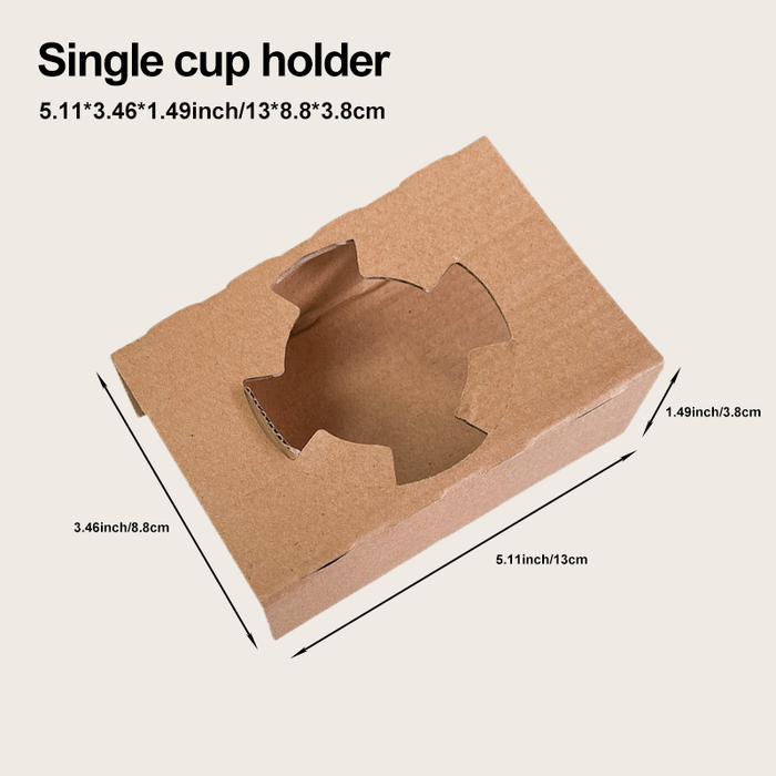 1/2 Cup Disposable Coffee Tray - Biodegradable and Compostable Cup Holder - Durable Drink Carrier for Hot or Cold Drinks - to Go Coffee Cup Holder for Food Delivery Service, Uber Eats