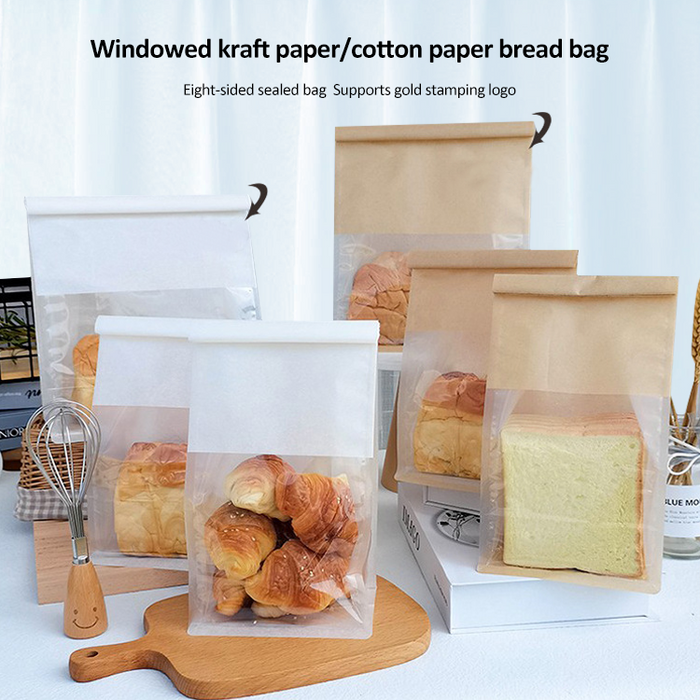 Bakery Bags with Window White Bread Loaf Bags Tin Tie Tab Lock Bags Toast Bags for Storing Foods