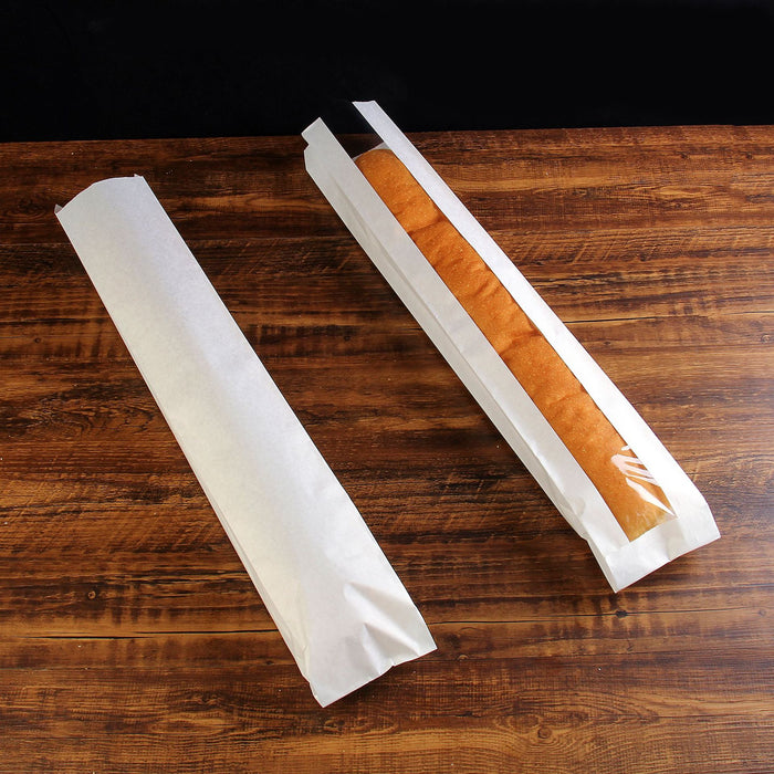 Baguette Paper Bread Bags - Kraft Brown Bakery Bags with Window French Baguette Loaf Bags for Homemade Bread Gift Giving