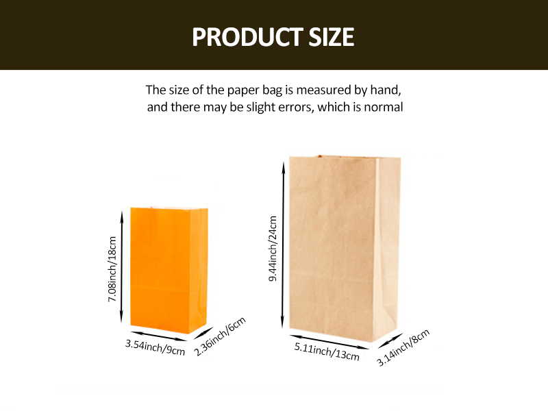Solid Color Party Favor Square Bottom Paper Bags, Food Safe Kraft Paper Candy Bag, Natural (Biodegradable), Vivid Colored, Gift Bags, Give Away Bags