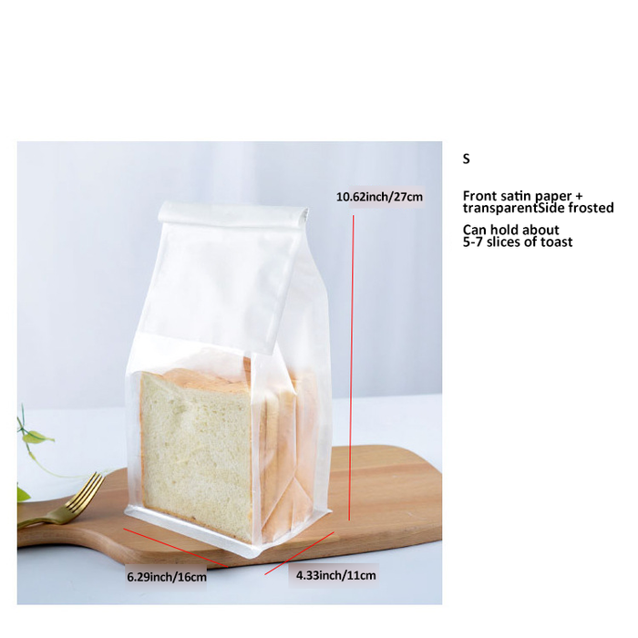 Bakery Bags with Window White Bread Loaf Bags Tin Tie Tab Lock Bags Toast Bags for Storing Foods