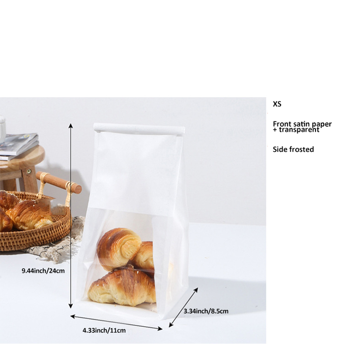 Bakery Bags with Window White Bread Loaf Bags Tin Tie Tab Lock Bags Toast Bags for Storing Foods