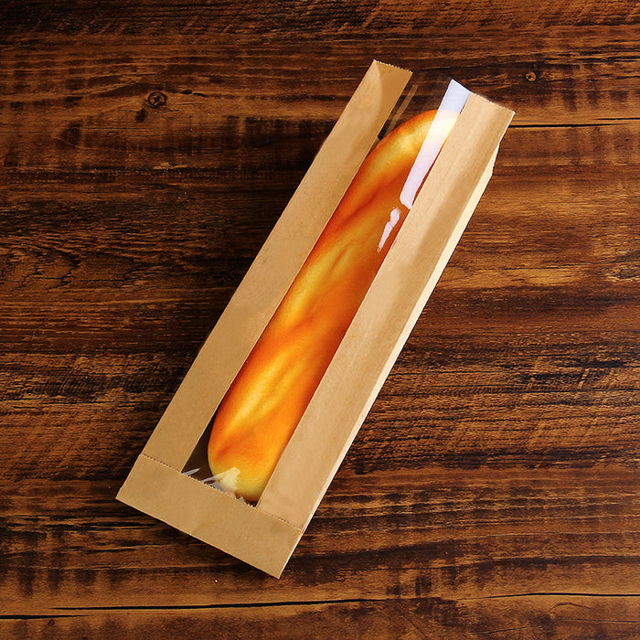 Baguette Paper Bread Bags - Kraft Brown Bakery Bags with Window French Baguette Loaf Bags for Homemade Bread Gift Giving