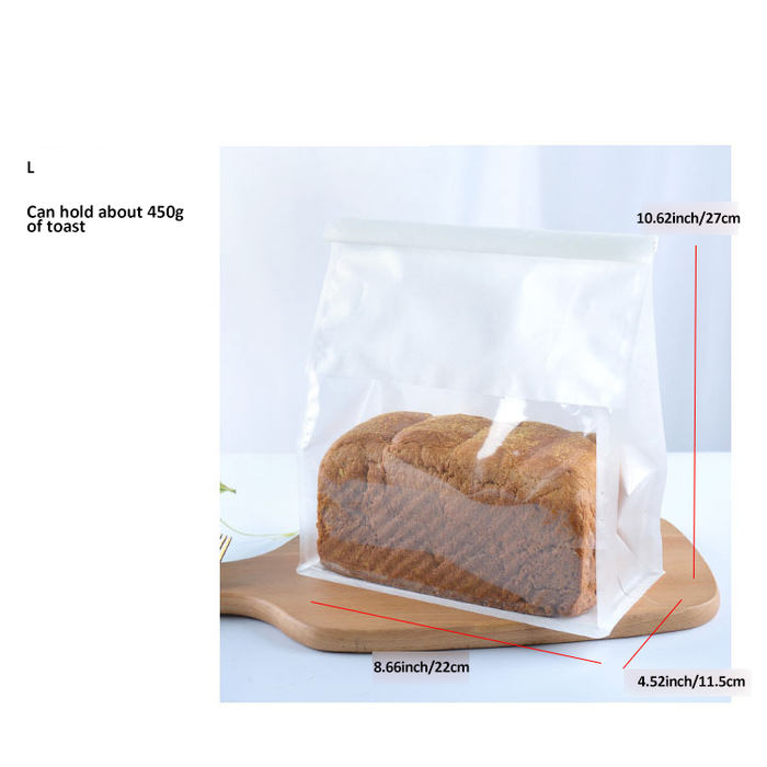 Bakery Bags with Window White Bread Loaf Bags Tin Tie Tab Lock Bags Toast Bags for Storing Foods