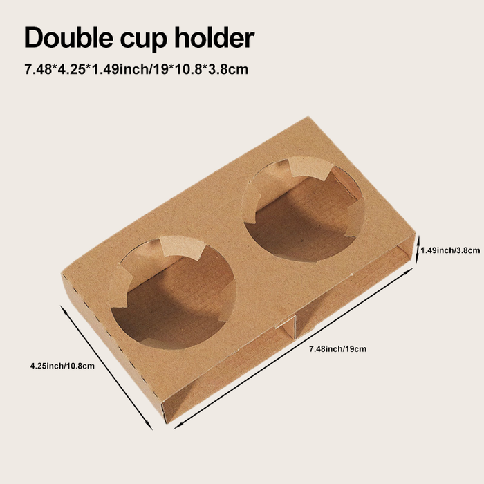 1/2 Cup Disposable Coffee Tray - Biodegradable and Compostable Cup Holder - Durable Drink Carrier for Hot or Cold Drinks - to Go Coffee Cup Holder for Food Delivery Service, Uber Eats