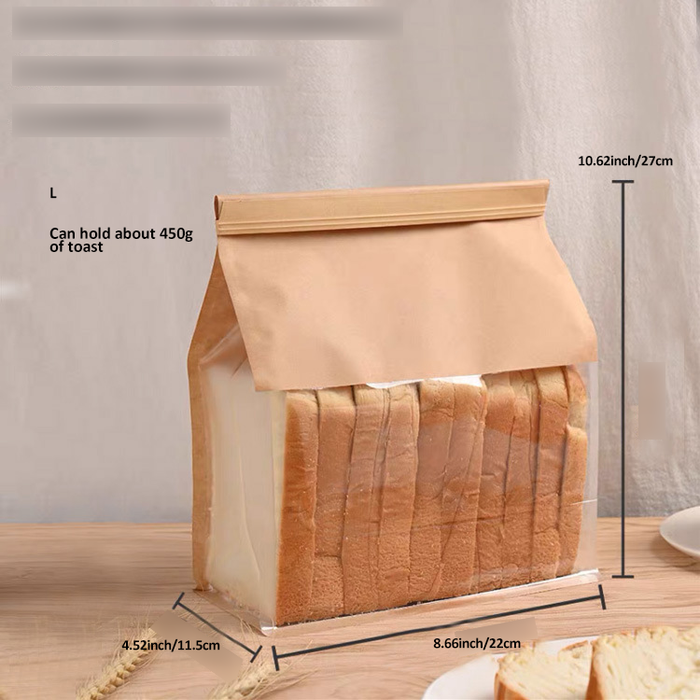 Bakery Bags with Window White Bread Loaf Bags Tin Tie Tab Lock Bags Toast Bags for Storing Foods