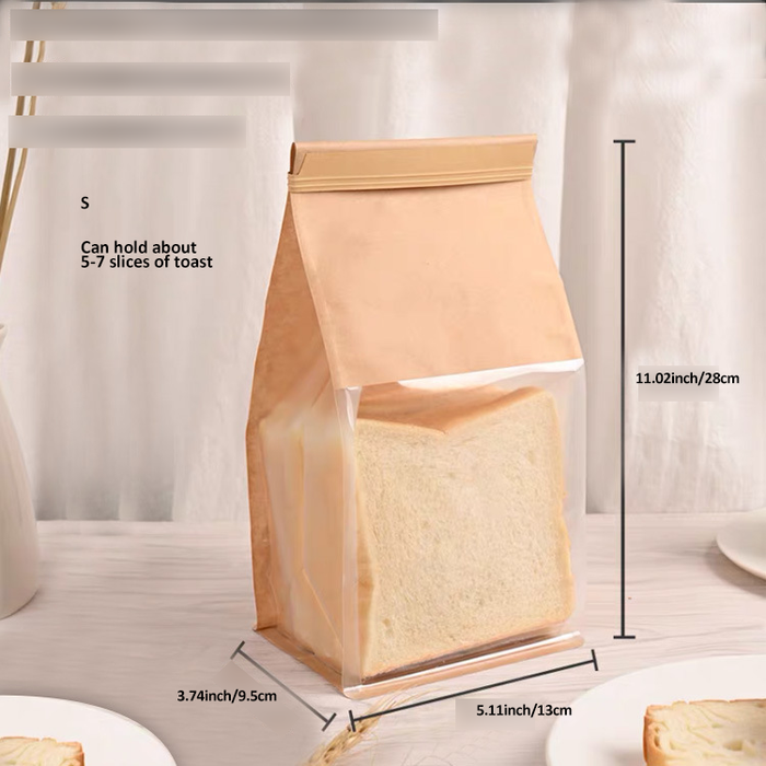 Bakery Bags with Window White Bread Loaf Bags Tin Tie Tab Lock Bags Toast Bags for Storing Foods