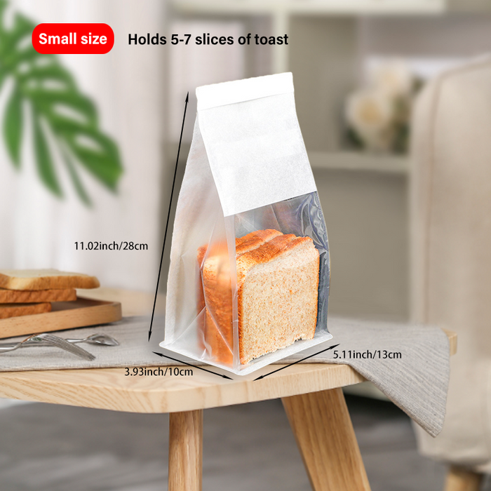 Bakery Bags with Window White Bread Loaf Bags Tin Tie Tab Lock Bags Toast Bags for Storing Foods