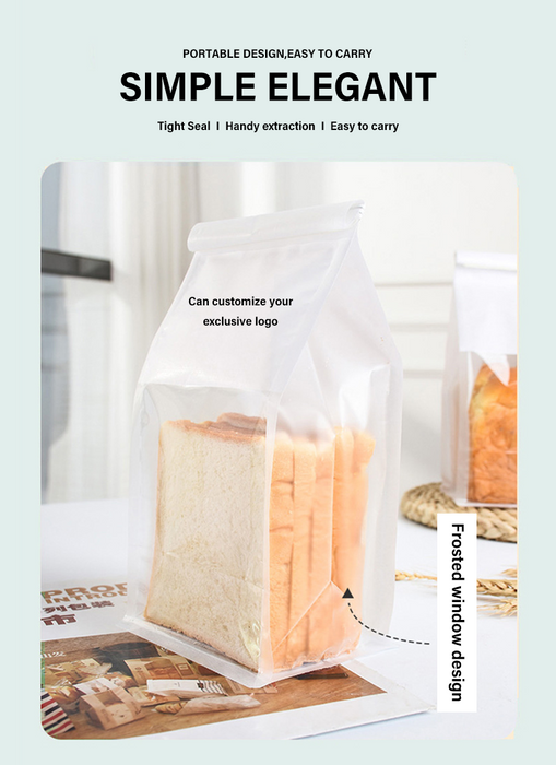 Bakery Bags with Window White Bread Loaf Bags Tin Tie Tab Lock Bags Toast Bags for Storing Foods