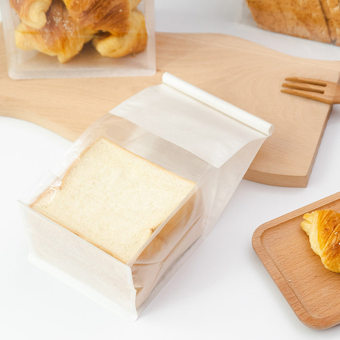 Bakery Bags with Window White Bread Loaf Bags Tin Tie Tab Lock Bags Toast Bags for Storing Foods