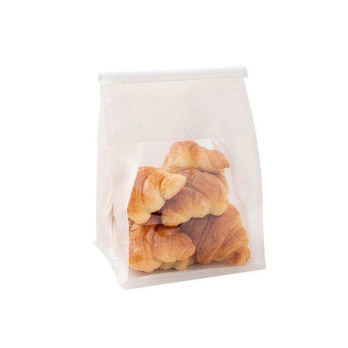 Bakery Bags with Window White Bread Loaf Bags Tin Tie Tab Lock Bags Toast Bags for Storing Foods