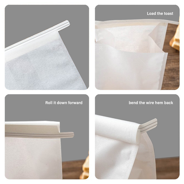 Bakery Bags with Window White Bread Loaf Bags Tin Tie Tab Lock Bags Toast Bags for Storing Foods
